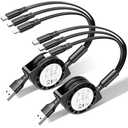 Retractable Multi Charging Cable - 3A [2Pack 3ft] 3 in 1 Fast Charger Cord with Lightning/Type C/Micro USB Ports, Retractable Car Charger for iPhone, iPad, Samsung, Tablets More(Charging Only)