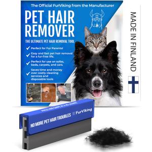 Furviking Pet Hair Remover for Car, Bed, Couch, Carpet, Home Surfaces 3.74" - Lightweight, Compact Cat Dog Fur Remover, Scraper, Cleaner - Portable, Easy to Use Pet Hair Removal Tool