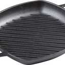 Victoria Cast Iron Square Grill Pan with Double Loop Handles, Made in Colombia, 10 Inches