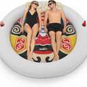 Sunikko X 73"x73" Inflatable Tanning Pool Floats Lounger Bed for Adults, Lucky Design XL Round Blow Up Pool Raft with Cup Holders, Pillow, 500lb, Sunbathing, Pool, Beach, Lake, Backyard Party (White)