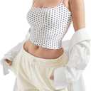SUUKSESS Women Double Line Square Neck Tank Top Summer Y2K Going Out Basic Cami Shirt (White, S)