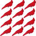 Feitore 12 Pack Red Cardinals Ornaments Red Birds Cardinal Clip On Christmas Tree Ornaments Artificial Red Birds with Feathers for Christmas Decorations Wreaths Centerpieces Crafts