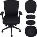 Tatuo Gaming Chair Covers with Armrest Cover Stretchy Polyester Computer Gaming Chair Slipcovers (Black)