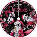 Jack Merry Christmas Tree Skirt, 48 Inches Lace-up Snake Black Xmas Tree Skirt, Funny Winter Holiday Party Indoor Decoration Home Decor