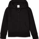 Amazon Essentials Girls and Toddlers' Fleece Zip-Up Hoodie Sweatshirt (X-Small, Black)
