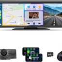 Wireless Portable CarPlay Screen8.1" Portable Touchscreen Car Stereo with 2K Dash Cam/Carplay & Android Auto1080P Backup CameraGPS NavigationVoice ControlLoop RecordingMirror Link