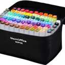 MemOffice 80 Colors Dual Tip Artist Alcohol Markers Set with Carrying Case - Perfect for Coloring, Drawing, Sketching, Card Making and Illustration - Perfect for Adults