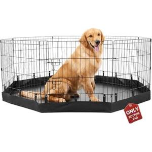 PJYuCien Dog Playpen Bottom Pad, Fits 24 Inch 8 Panels Regular Octagon Metal Exercise Pet Pen, Elastic Buckles Connections, Black (Fence Not Included)