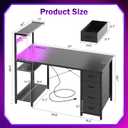 47in Gaming Computer Desk with Drawers & Storage Shelf & Iron Hook, Black
LED Light, Power Outlet, Reversible Gaming Table, Study Work Desk, Pc Desk, Escritorio Gamer for Small Space, Home Office