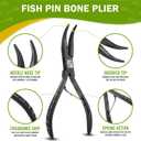 Fish Bone Pliers/Tweezers  Ergonomic Non-Slip Grip, Food-Grade Stainless Steel Deboner | Pin Bone Remover for Salmon, Trout & All Fish