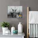 Highland Cow Wall Art Black and White Canvas Prints Highland Cow Picture Farmhouse Bathroom Decor 16x20inch