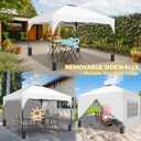 10x10 FT Pop Up Canopy, 1-Button Push Instant Canopy Tent with 4 Removable Sidewalls, Sandbags for Outdoor Activities & Events