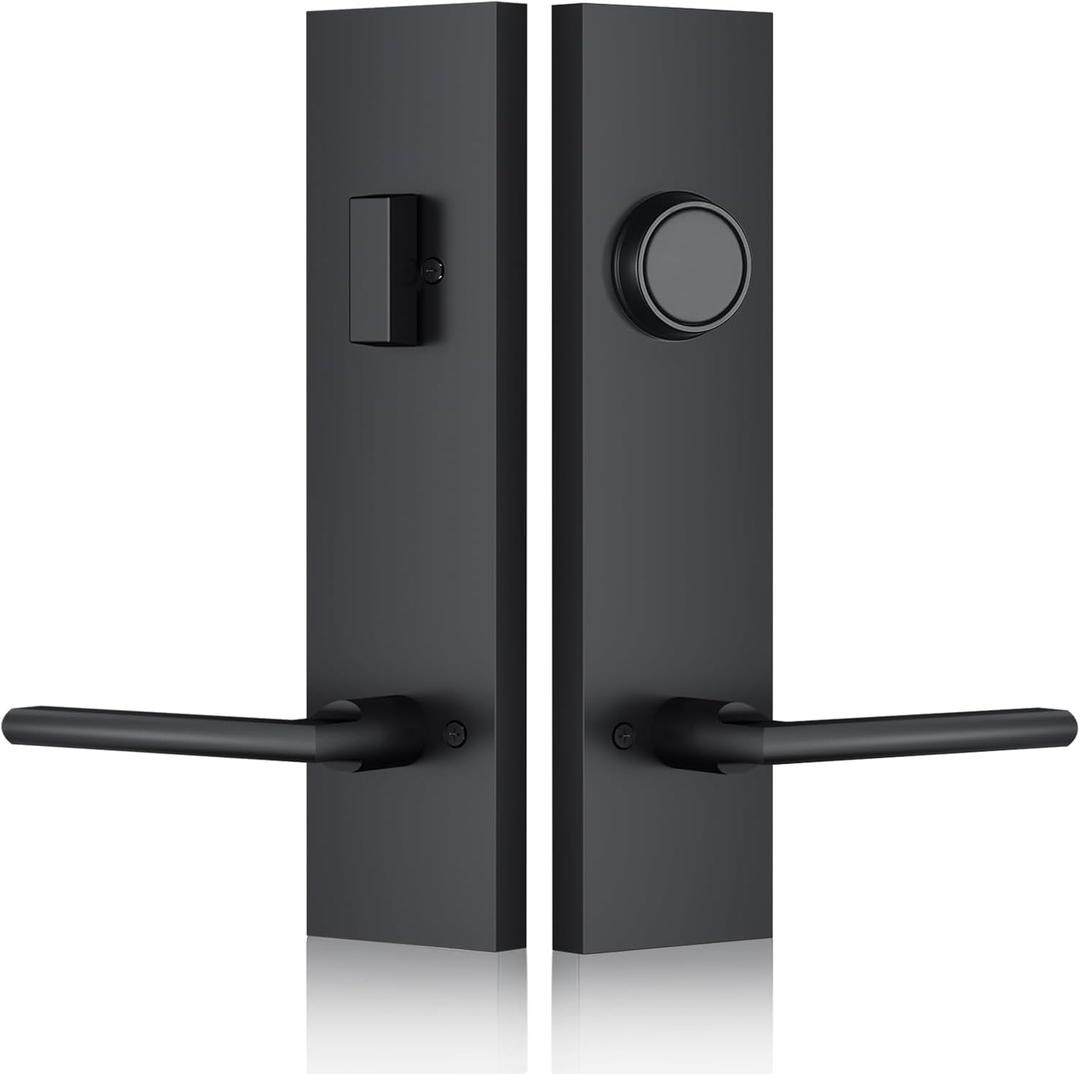 SNBTLA MatteBlack Dummy Handle Set  Designed for NonLocking Side, Modern Minimalist Style, Perfect Pairing with Front Door Handles(Matte Black)