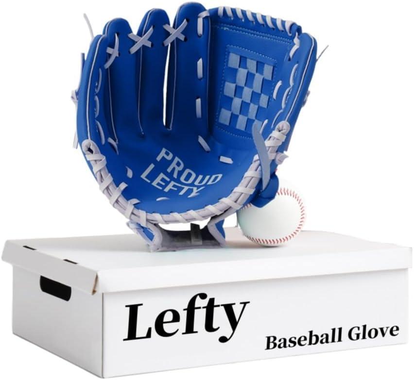 Urby Left Handed Baseball Glove, Left Handed T Ball Glove for Lefty, Left Hand Throw Only. T-Ball & Youth Baseball Gloves. (10.5in Age 4-7, Blue)