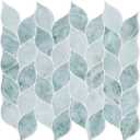 Tilingview 10 Pcs Leaf Design Peel and Stick for Kitchen Backsplash, Premium Self-Adhesive Tiles Wall Stickers (Blue Green)