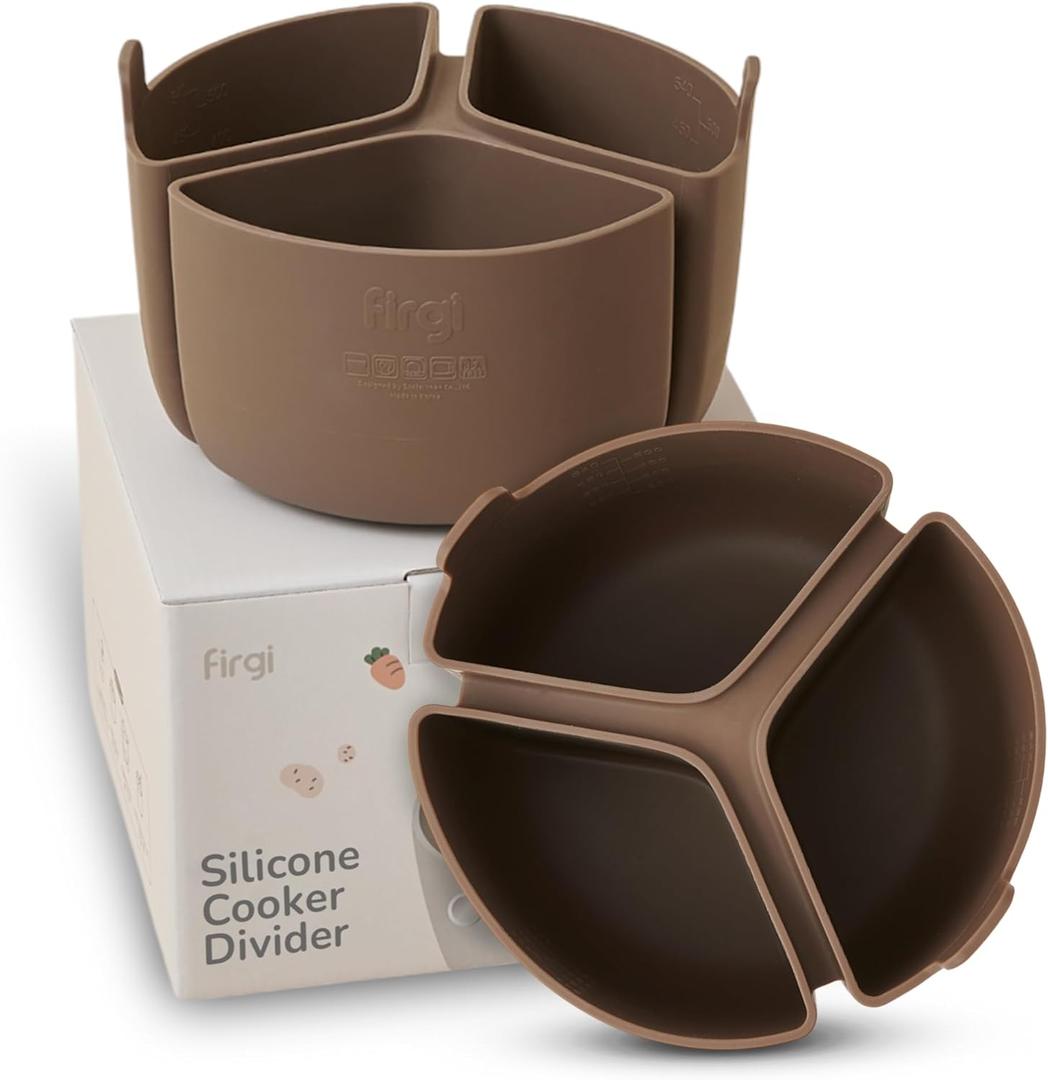 Silicone Rice Cooker Divider, Triple Slow Cooker Liner for Instant Pot 6 Quart & Rice Cooker 3 Cups (Uncooked), Food-Grade Silicone Dividers, Cook 3 Meals at Once, Reusable & Dishwasher-Safe