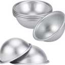 GSHLLO 10 Pcs 5.5cm Bath Bomb Molds Bath Soap Moulds Half Round Cake Pans Pudding Baking Pans Aluminum Cake Cups Egg Tart Moulds Dessert Cooking Pans, Silver