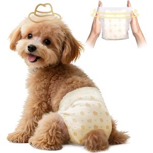 Disposable Dog Diapers Female, 360Leak-Proof Full Wrap Stretchy Waist, Highly Absorbent Diapers for Female Dog in Heat, Dog Diapers for Period (M 10PCS) (M(Waist 11.8"-19.7"))