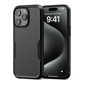 NTG【2023 New Designed for iPhone 15 Pro Max Case, Heavy-Duty Tough Slim Shockproof [2 Layer Structure][Military Grade Protection] Phone Case for iPhone 15 Pro Max(6.7 Inch), Black