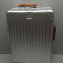 20 Inch Carry On Luggage with Leather Handle, PC Zipperless Suitcase with Spinner Wheels and TSA Locks, 22x14x9 Airline Approved Luggage for Travel, Silver