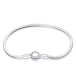 LNQOBU 925 Sterling Silver Snake Chain Bracelet Glossy Women Charm Bracelets for Mother's Day Gift(With one Spacer Beads), Size 18