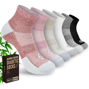 Diabetic Socks for Men,6 Pairs Ankle Mens Diabetic Socks,Diabetic Neuropathy Socks for Men Size 9-12/10-13/13-15. (Large, Light Brown a/White a/Beige a/Dark Brown a/Dark Grey a/Black a)
