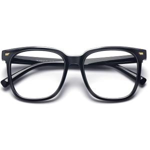 PANNER Oversized Square Blue Light Blocking Glasses for Women Men Anti Glare Reduce Eyestrain Computer Glasses (Black)