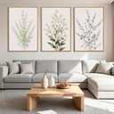 LAATOZ Neutral Framed Canvas Wall Art Flower Painting,Floral Boho Wall Decor for Living Room Bedroom Bathroom Office Hallway Stairs 16x24 Inch 3 Panels