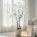 Faux White Cherry Blossom Tree 7ft(84in) Tall Artificial Plant Indoor Decor Handmade Natural Fake White Flower Tree for Wedding Realistic Cherry Plant in Pot for Home Living Room,Office,Outdoor Decor.