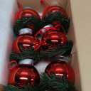 6 Pcs Red Christmas Tealight Candle Holder Christmas Dinner Table Decorations Ball Candlestick Holder with Bow and Wreath for Party Indoor Decorations