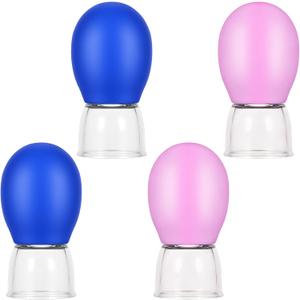 4Pcs Facial Cupping Therapy Set, Silicone Face Cupping Tool Eye Face Vacuum Massage Anti Cellulite Cup Vacuum Suction Cups for Body Fascia Massage