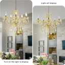 PAPAYA Plug-in 5 Light Gold Crystal Hanging Pendant Lights Acrylic Chandelier with Cord & On/Off Switch H19 D19.7 for Kitchen Island Girls' Room Dining Area Laundry Pavilion