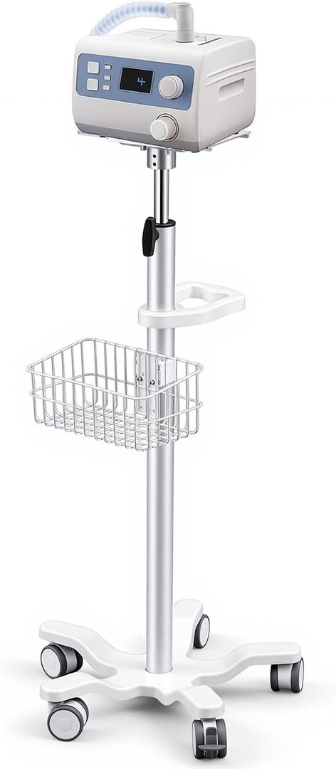 DaisyInner Adjustable Mobile Medical Cart with Wheels, Load up to 33 Lbs, Laptop Rolling Cart with Storage Basket 16.5" x 16.7" Large Tabletop Medical Trolley Workstation for Hospital, Lab Use(Tray)