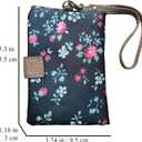 Cute Floral Waterproof Coated Oxford Cloth Women Wallet with Wrist Strap, Ladies Purse with ID Window, Zipper Coin Pocket & 11 Card Slots (Black Flower)