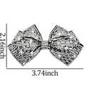Rhinestone Bow Hair Barrette Bling Bowknot Clips Hairpin Silver White Crystal Barrettes Decorative Ponytail Holders Glittering Rhinestone Hair Bows Metal French Barrette