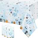 2 x MEHOFOND Spooky One Birthday Decorations Boy, 3 Pcs Blue Halloween First Birthday Tablecloths, Spooky One Table Cloth Halloween 1st Bday Party Decorations, Ghost Pumpkin Table Cover Party Decor