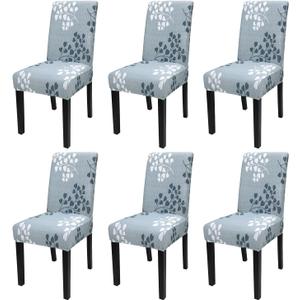 JQinHome Pattern Chair Covers for Dining Room Set of 6, High Stretch Removable Washable Parsons Chair Slipcover for Home Party Hotel Wedding Ceremony (Flower,6PCS)