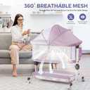 MOMFANN Baby Bassinet Bedside Sleeper, Upgraded Stability Bedside Crib with Full Mesh Sides, Soft Sheet, 6-Height Adjustment, Storage Basket, Easy Folding Portable Bassinet for Newborns,Pinkish Purple