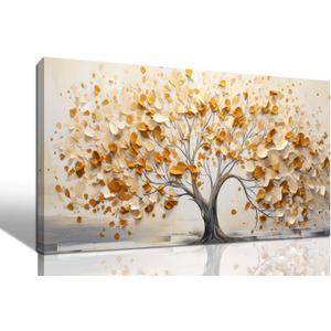 Large Artwork For Walls Tree of Life Canvas Wall Art Pictures for Living Room Bedroom Wall Decor Canvas Painting Abstract Yellow Tree Framed Wall Art Decorative Print Ready to Hang Size 20x40 inch