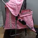 LEMY Foldable Pet Stroller,3 Wheels Cat/Dog Stroller with Weather Cover for Small/Medium Dogs and Cats,Pink Pet Strolling Cart with Storage Basket and Cup Holder