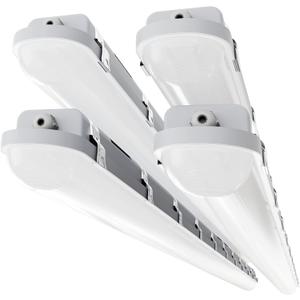 SLAclite 8FT LED Vapor Tight Light 120W/100W/80W,3/4/5000K CCT Selectable 18000lm (150W Eq.) IP66 Waterproof Shop Light 8feet LED Vapor Proof Fixture for Parking Garage Car Wash Warehouse ETL 4-Pack