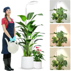 wolezek Grow Lights for Indoor Plants Full Spectrum, 80 LEDs 3 Colors Grow Light, 65in Large Plant Lights for Indoor Growing with 360Gooseneck, 6/12/16H Timer, 5 Brightness, Height Adjustable, White