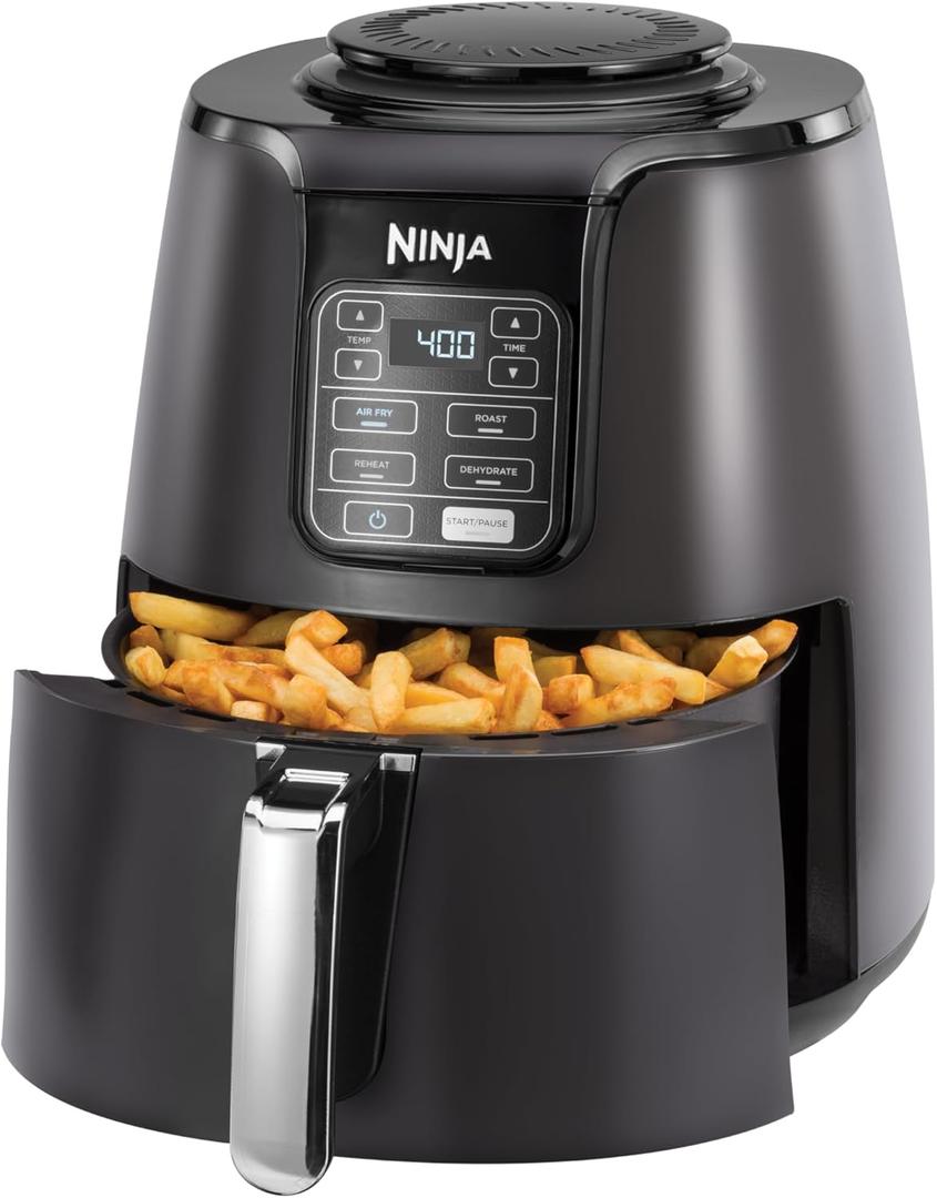 Ninja AF101 Air Fryer, 4 Quart Capacity, 1550 Watts, Air Fry, Roast, Bake, Dehydrate, Reheat, Dishwasher Safe Basket, Digital Controls, Black