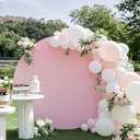 SINSSOWL Pink Round Backdrop Cover 7.2 FT Spandex Round Arch Cover Fitted Stretch Wedding Arch Backdrop Covers for Baby Shower Bridal Shower Birthday Party Gender Reveal Background Decoration