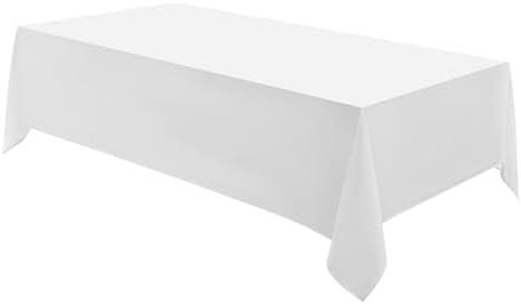 Aocoz Rectangle Tablecloths 6Fx16 1 Pack White Tablecloth Washable Decorative Linen Polyester Table Cloths for Dining Table Banquets Buffet Parties and Wedding