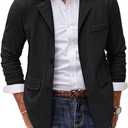 COOFANDY Men's Linen Cotton Casual Suits Blazer Jackets Lightweight Sports Coats Black