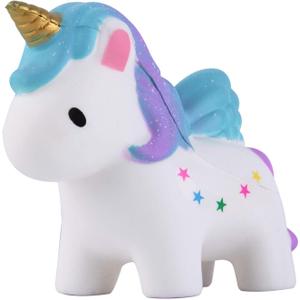 Anboor 5.3" Squishies Unicorn Colored Star Slow Rising Kawaii Scented Squishies Animal Decompression Squeeze Stress Relief Hop Props, Decorative Props Large Collection Toy for Kids 1 Pcs Color Random
