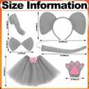 Newcotte 6 Pieces Elephant Costume Kids Set Include Grey Elephant Ears Headband Nose Tail Paws Bow Tie Tutu Skirt Halloween Animal Fancy Dress Costume Kit Party Cosplay Accessories for Birthday (Gray)