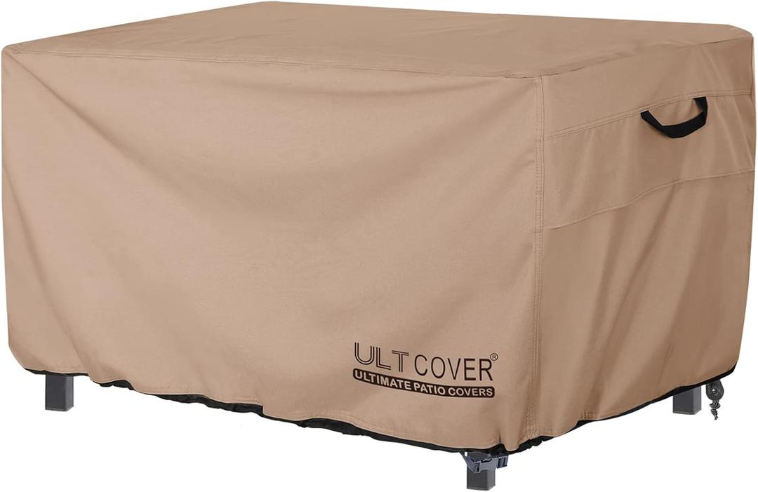 ULTCOVER Rectangular Gas Fire Pit Table Cover 52x34 inch Waterproof Heavy Duty Firepit Cover (Brown)
