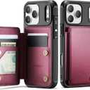 Vinich for iPhone 17 Pro Max Wallet Case with Card Holder, RFID Blocking Credit Slots Kickstand Shockproof Phone Cover Fit for iPhone 17 Pro Max 6.9" Wine Red